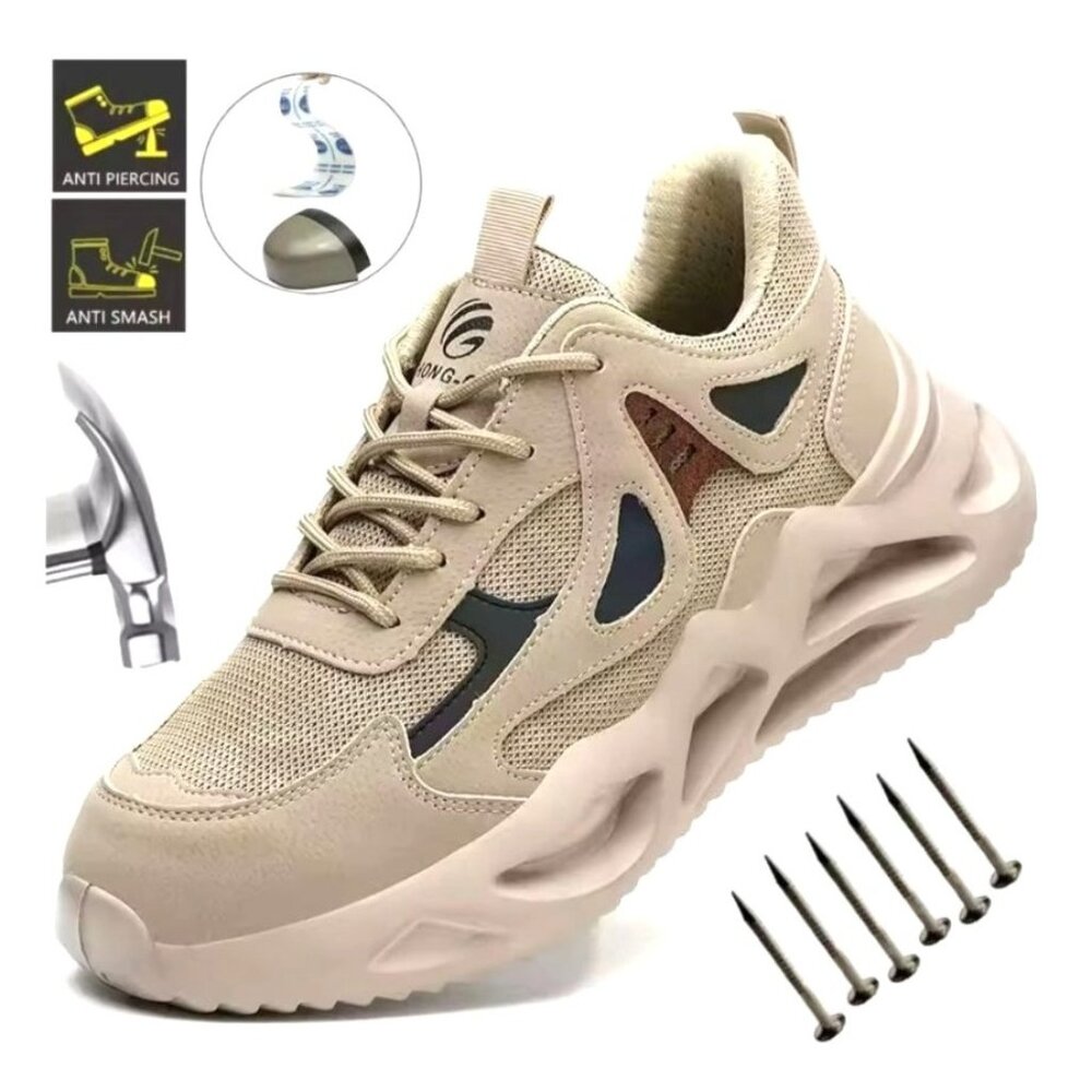 Mens Size 10/44 Steel Toe Safety Work Shoes Comfortable Puncture Resistant